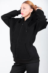 Oversized Zip - Hoodie — Zwart