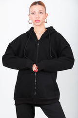 Oversized Zip - Hoodie — Zwart
