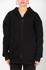 Oversized Zip - Hoodie — Zwart
