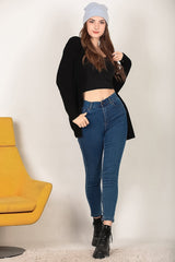 Stretch Mom Jeans, Donkerblauw