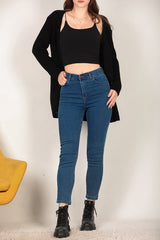 Stretch Mom Jeans, Donkerblauw