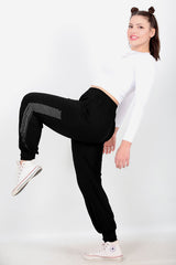 Harem Trousers With Side Stones — Black