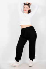 Harem Trousers With Side Stones — Black