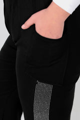 Harem Trousers With Side Stones — Black