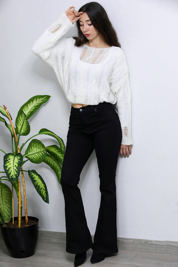 Zwarte Flared Broek