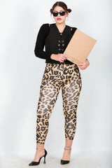 Plus - Size Legging Met Luipaardprint – Beige