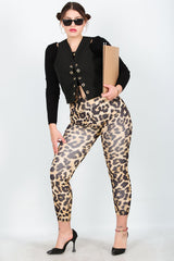 Plus - Size Legging Met Luipaardprint – Beige