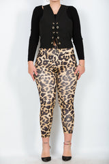 Plus - Size Legging Met Luipaardprint – Beige