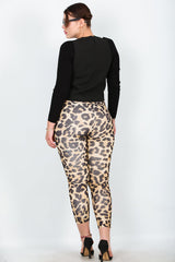 Plus - Size Legging Met Luipaardprint – Beige
