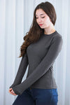 Antraciet Stretch Top Met Ronde Hals