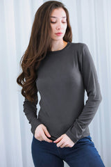 Antraciet Stretch Top Met Ronde Hals
