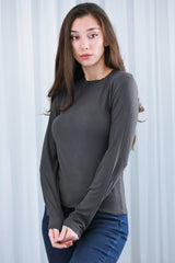 Antraciet Stretch Top Met Ronde Hals