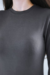 Antraciet Stretch Top Met Ronde Hals