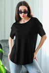 T‑Shirt Met Ovalen Zoom En Ronde Hals, Zwart