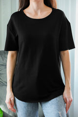 T‑Shirt Met Ovalen Zoom En Ronde Hals, Zwart