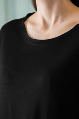 T‑Shirt Met Ovalen Zoom En Ronde Hals, Zwart
