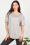 T - Shirt Met Ronde Hals En Afgeronde Zoom — Grijs