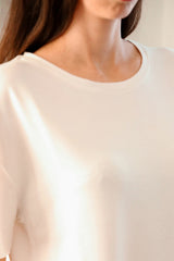 T - Shirt Met Afgeronde Zoom En Ronde Hals – Off - White