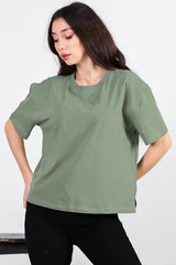 Oversized T - Shirt Met Zijsplit, Ronde Hals — Mint