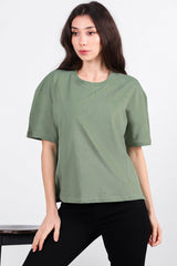 Oversized T - Shirt Met Zijsplit, Ronde Hals — Mint