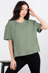 Oversized T - Shirt Met Zijsplit, Ronde Hals — Mint