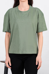 Oversized T - Shirt Met Zijsplit, Ronde Hals — Mint