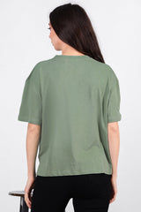 Oversized T - Shirt Met Zijsplit, Ronde Hals — Mint