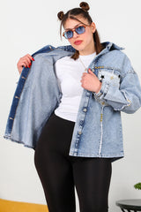 Plus‑Size Denim Jacket With Star Detail
