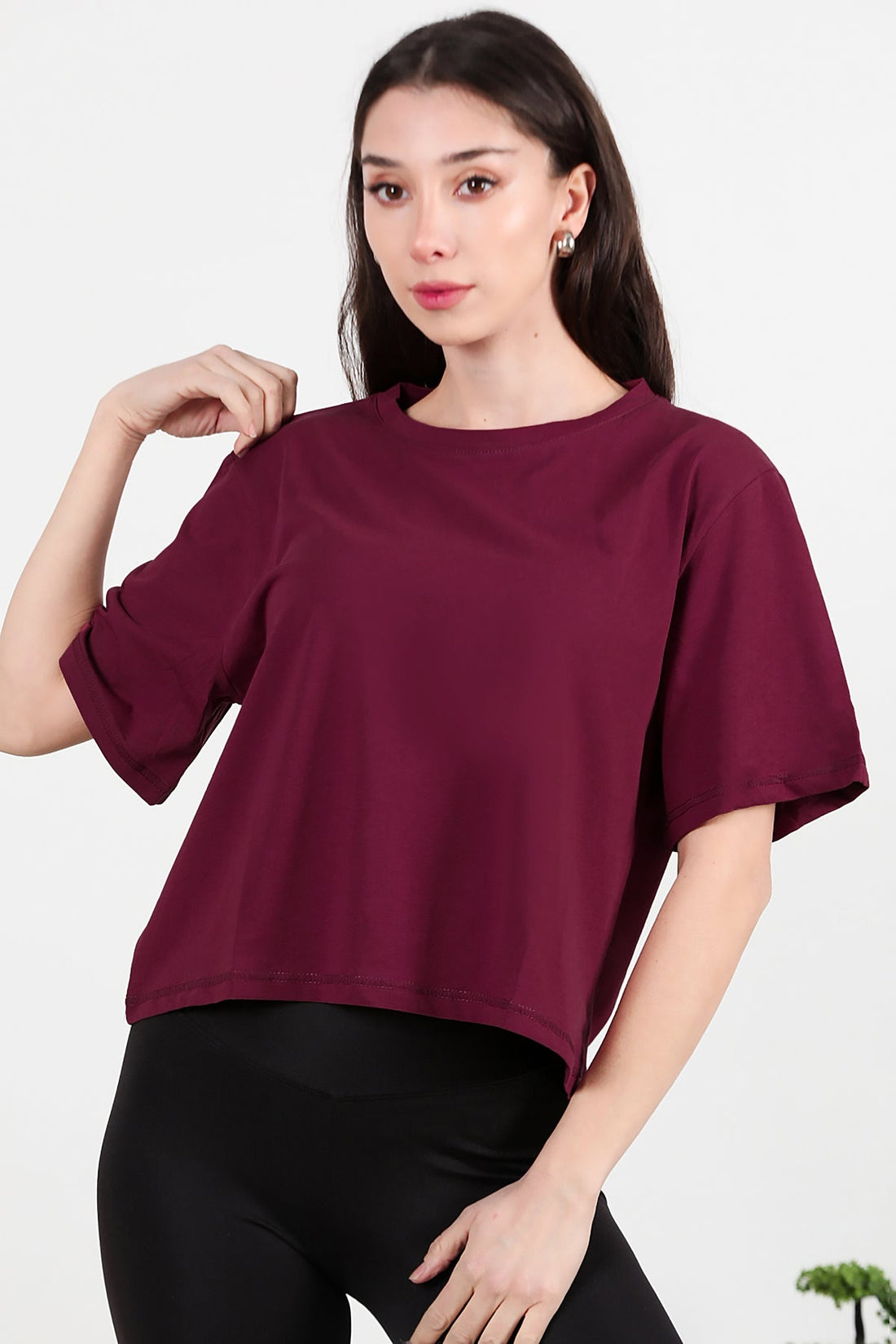 T - Shirt Mit Rundhalsausschnitt – Bordeaux