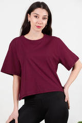 T - Shirt Mit Rundhalsausschnitt – Bordeaux