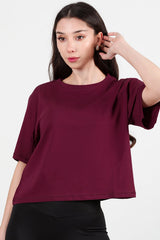 T - Shirt Mit Rundhalsausschnitt – Bordeaux