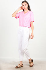 Fringed - Hem Trousers, White