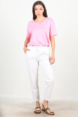 Fringed - Hem Trousers, White
