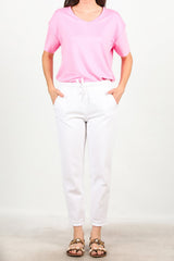 Fringed - Hem Trousers, White
