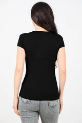 T - Shirt Met Ovale Hals — Zwart