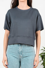 T - Shirt Mit Rundhalsausschnitt Und Seitenschlitzen – Anthrazit