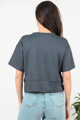 T - Shirt Mit Rundhalsausschnitt Und Seitenschlitzen – Anthrazit