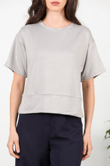 T - Shirt Met Ronde Hals En Zijsplit – Grijs