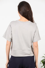 T - Shirt Met Ronde Hals En Zijsplit – Grijs