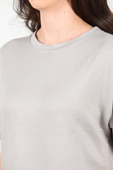 T - Shirt Met Ronde Hals En Zijsplit – Grijs
