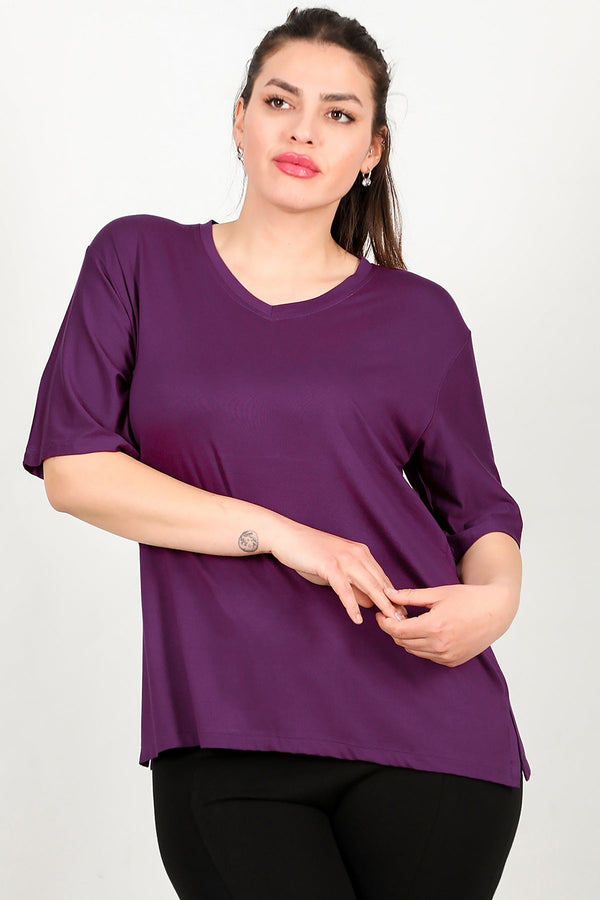 Blouse In Grote Maten - Paars