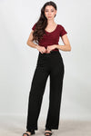 Wijde Broek Met Elastische Taille — Zwart