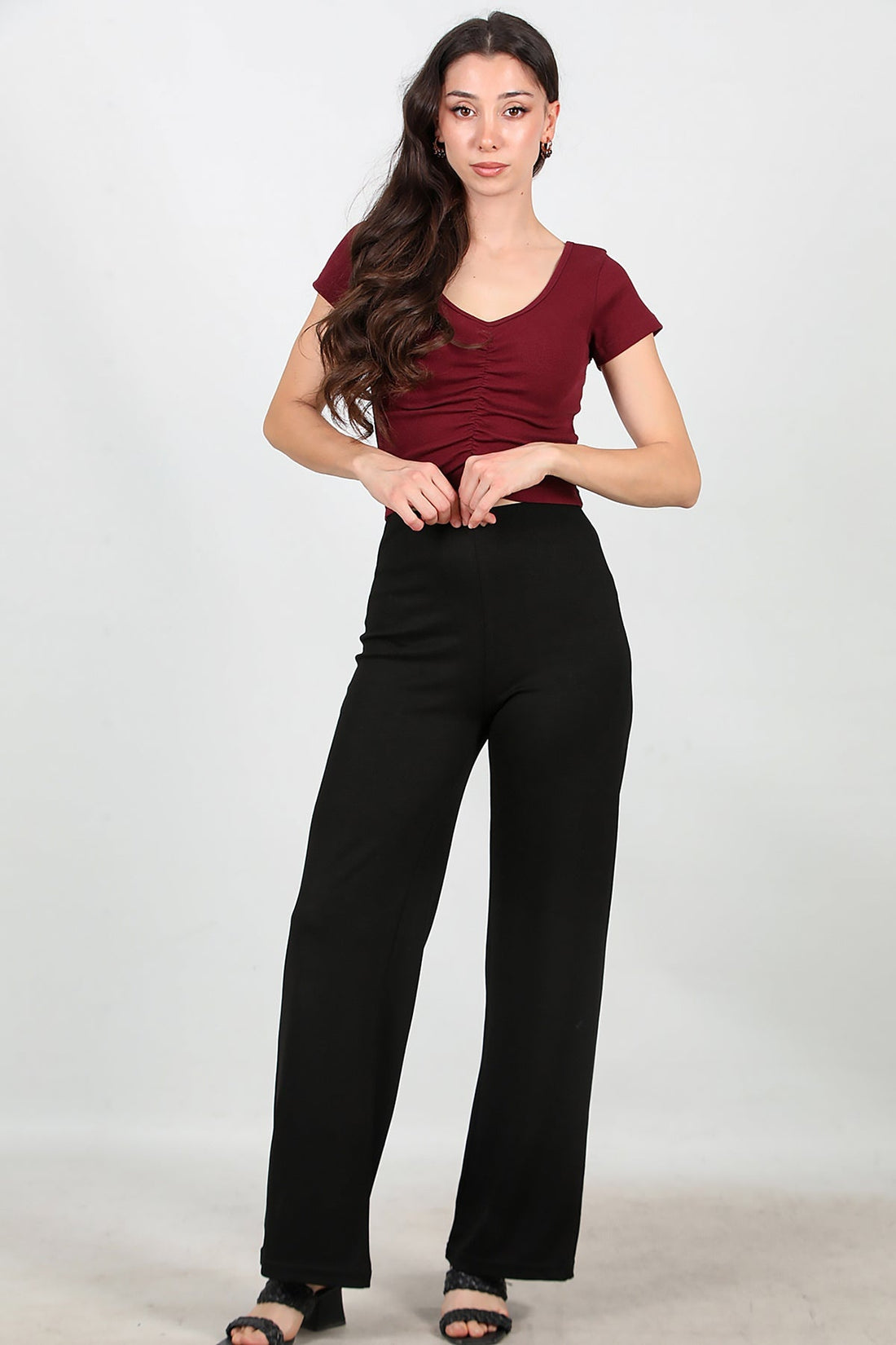 Wijde Broek Met Elastische Taille — Zwart
