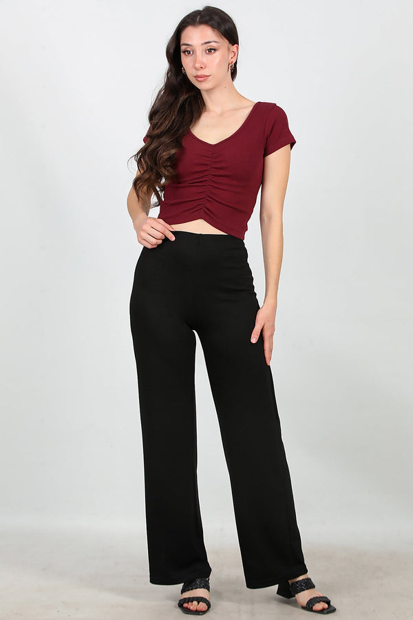 Wijde Broek Met Elastische Taille — Zwart