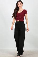 Wijde Broek Met Elastische Taille — Zwart
