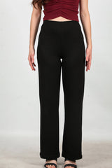 Wijde Broek Met Elastische Taille — Zwart