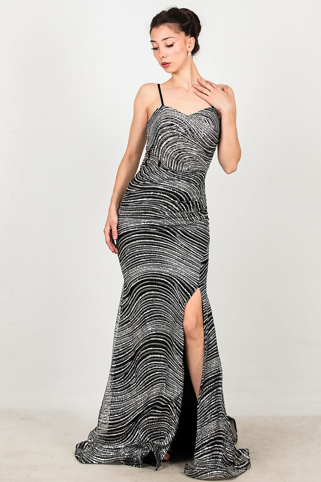 Ärmelloses Langes Abendkleid – Silber