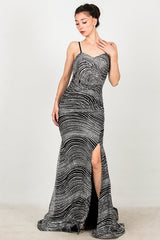 Ärmelloses Langes Abendkleid – Silber