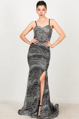 Ärmelloses Langes Abendkleid – Silber