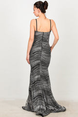 Ärmelloses Langes Abendkleid – Silber